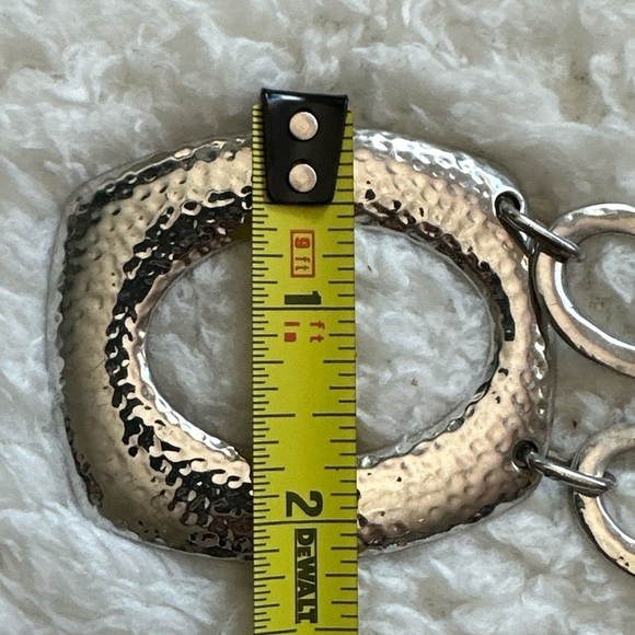 Chico’s Silvertone Textured Pendant Necklace Statement Chain Link 0678 P - Picture 5 of 11